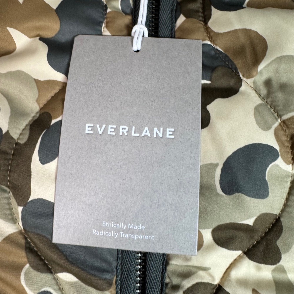 NWT Everlane ReNew Long Liner Camo Quilted Jacket XS Zip Front Pockets Packable - Picture 5 of 9